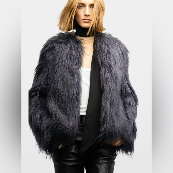 Zadig & Voltaire Freddie shaggy faux fur jacket size 38/medium - Picture 7 of 7